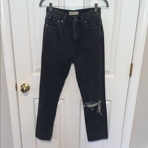 Madewell The Perfect Vintage Jean Women's Straight Leg Ripped Knee Jeans Sz 25